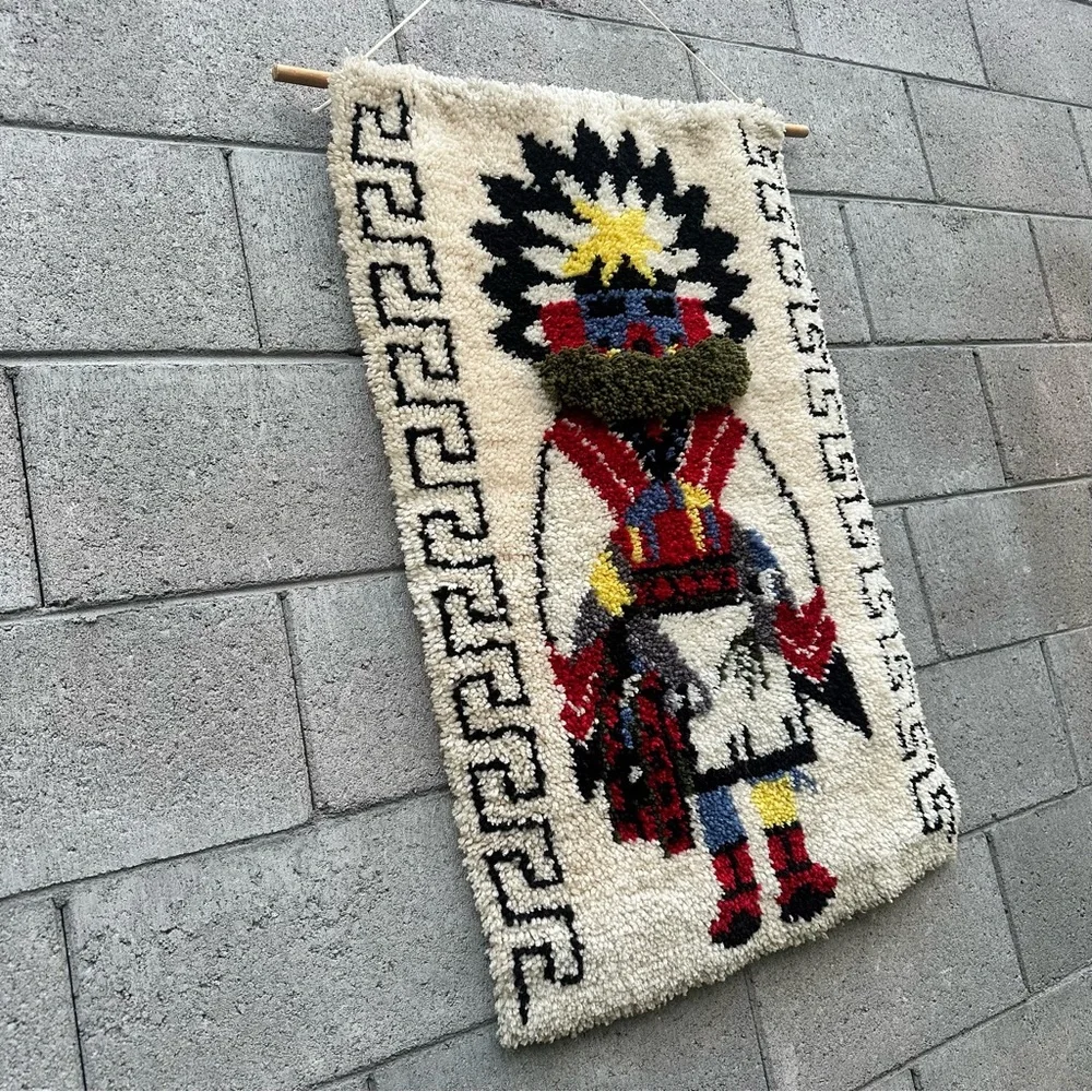 Vintage KATCHINA Hanging latch hook rug- 37x24”